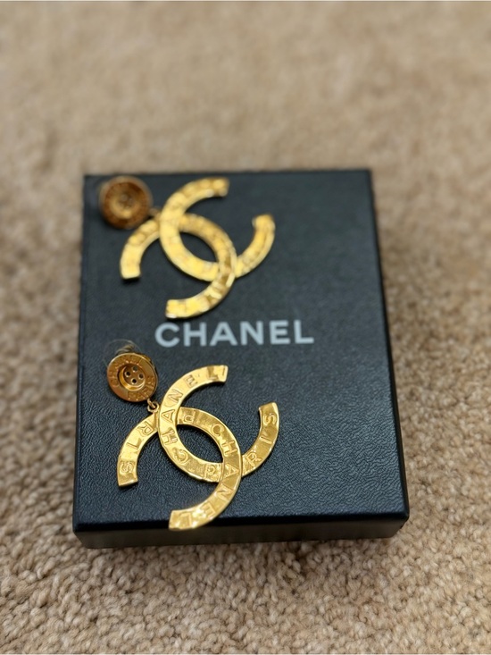 CHANEL Jewelry - CHANEL Button Gold CC Logo Drop Earrings - Classic Gold Tone